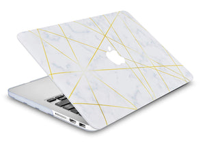 LuvCase Macbook Case - Marble Collection - White Cloud Marble Gold Veins