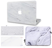 Load image into Gallery viewer, LuvCase Macbook Case Bundle - Marble Collection - Silk White Marble with Keyboard Cover and Screen Protector and Sleeve