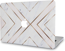 Load image into Gallery viewer, LuvCase Macbook Case Bundle - Marble Collection - White Marble Gold Stripes with Keyboard Cover and Screen Protector