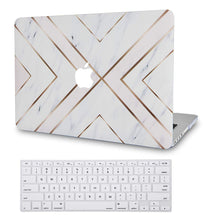 Load image into Gallery viewer, LuvCase Macbook Case Bundle - Marble Collection - White Marble Gold Stripes with Keyboard Cover