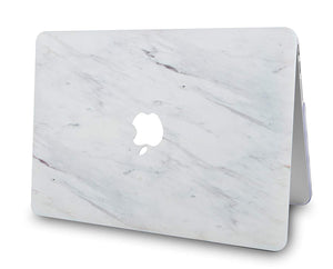LuvCase Macbook Case 5 in 1 Bundle - Marble Collection - Silk White Marble with Sleeve, Keyboard Cover, Screen Protector and Webcam Cover