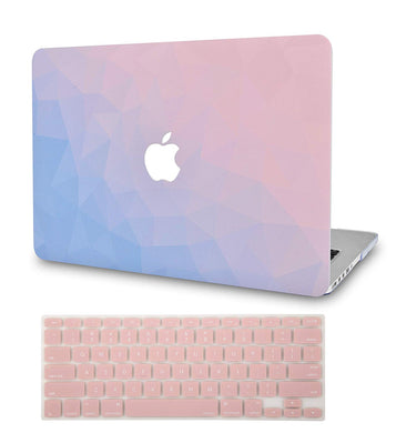 LuvCase Macbook Case Bundle - Color Collection - Ombre Pink Blue with Keyboard Cover