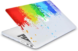 LuvCase Macbook Case 4 in 1 Bundle - Paint Collection - Rainbow Splat with Keyboard Cover, Screen Protector and Pouch
