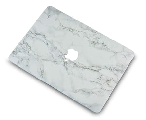 LuvCase Macbook Case Bundle - Marble Collection - White Marble with Grey Veins with Keyboard Cover