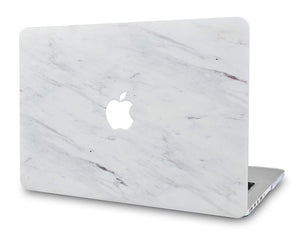 LuvCase Macbook Case 5 in 1 Bundle - Marble Collection - Silk White Marble with Sleeve, Keyboard Cover, Screen Protector and Mouse Pad