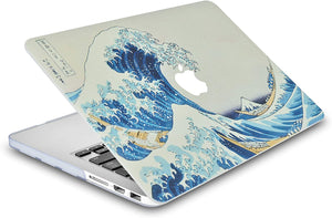 LuvCase Macbook Case 4 in 1 Bundle - Paint Collection - Japanese Wave with Keyboard Cover, Screen Protector and Pouch