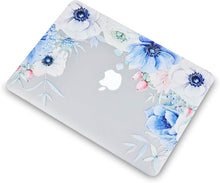 Load image into Gallery viewer, LuvCase Macbook Case 5 in 1 Bundle - Flower Collection - Blue and White Poppy with Sleeve, Keyboard Cover, Screen Protector and USB Hub 3.0