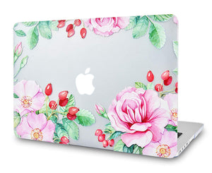 LuvCase Macbook Case Bundle - Flower Collection -  Roses and Wild Fruit with Keyboard Cover
