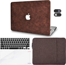 Load image into Gallery viewer, LuvCase Macbook Case 5 in 1 Bundle - Leather Collection - Brown Cow Leather with Sleeve, Keyboard Cover, Screen Protector and Webcam Cover