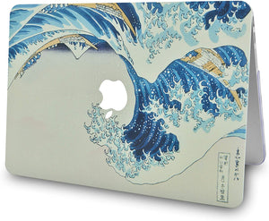 LuvCase Macbook Case 4 in 1 Bundle - Paint Collection - Japanese Wave with Keyboard Cover, Screen Protector and Pouch