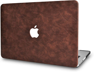 LuvCase Macbook Case Bundle - Leather Collection - Brown Cow Leather with Keyboard Cover and Screen Protector and Sleeve