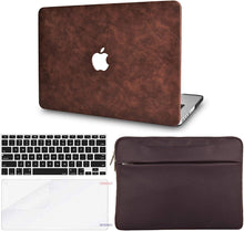Load image into Gallery viewer, LuvCase Macbook Case Bundle - Leather Collection - Brown Cow Leather with Keyboard Cover and Screen Protector and Sleeve