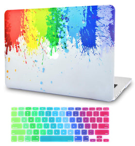 LuvCase Macbook Case Bundle - Color Collection - Rainbow Splat with Keyboard Cover