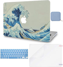 Load image into Gallery viewer, LuvCase Macbook Case 4 in 1 Bundle - Paint Collection - Japanese Wave with Keyboard Cover, Screen Protector and Pouch