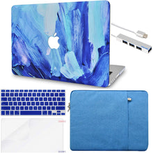 Load image into Gallery viewer, LuvCase Macbook Case 5 in 1 Bundle - Paint Collection - Oil Paint 5 with Sleeve, Keyboard Cover, Screen Protector and USB Hub 3.0