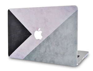 LuvCase Macbook Case 4 in 1 Bundle - Color Collection - Black White Grey with Keyboard Cover, Screen Protector and Pouch