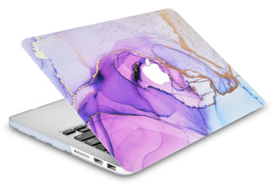 LuvCase Macbook Case  - Color Collection - Purple Blue Swirl with Sleeve, Keyboard Cover, Screen Protector and USB Hub