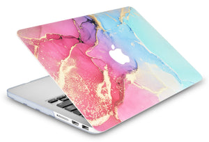 LuvCase Macbook Case  - Color Collection - Red Blue Swirl with Sleeve, Keyboard Cover, Screen Protector and USB Hub