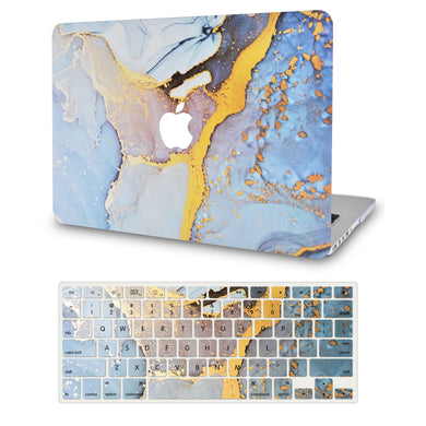 LuvCase Macbook Case - Color Collection -Light Blue Swirl with Matching Keyboard Cover