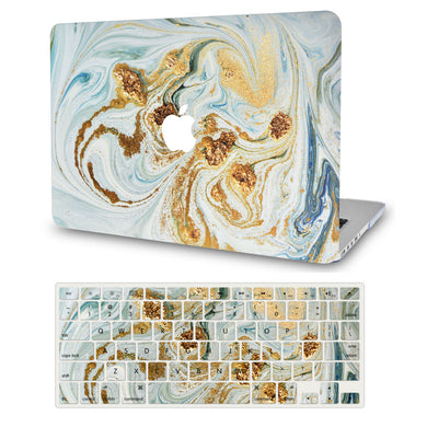 LuvCase MacBook Case  - Marble Collection -Glitter Marble with Sleeve and Keyboard Cover