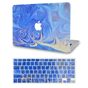 LuvCase Macbook Case - Marble Collection -Electric Blue Marble with  Keyboard Cover