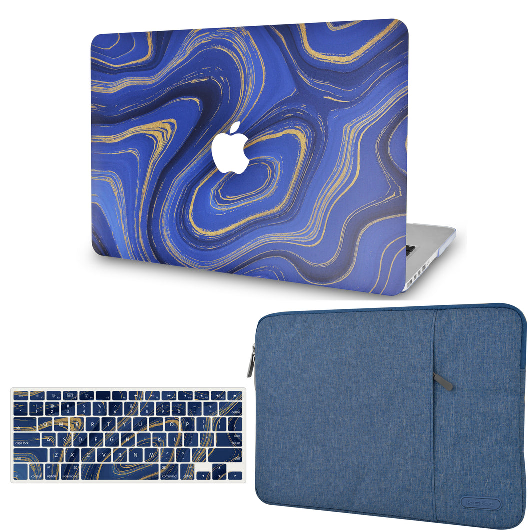 LuvCase Macbook Case - Color Collection - Midnight Swirl with with Matching Keyboard Cover and Sleeve