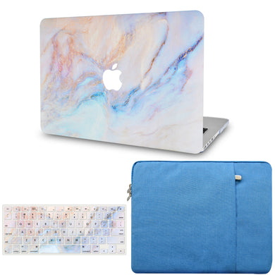 LuvCase Macbook Case - Marble Collection - Turquoise Marble with with Matching Keyboard Cover ,Sleeve