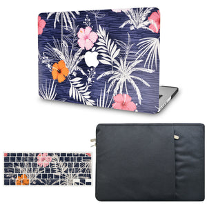 LuvCase Macbook Case - Flower Collection - Dark Flowers with Keyboard Cover and Sleeve