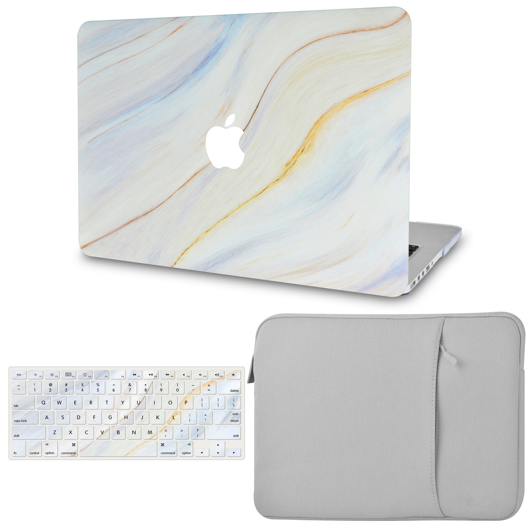 LuvCase MacBook Case  - Marble Collection - Pacific Marble with Sleeve and Keyboard Cover