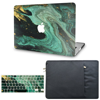 LuvCase MacBook Case  - Marble Collection - Emerald Marble with Sleeve and Keyboard Cover