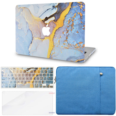 LuvCase Macbook Case - Color Collection - Light Blue Swirl with Matching Keyboard Cover ,Screen Protector ,Sleeve