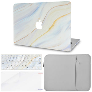 LuvCase MacBook Case  - Marble Collection - Pacific Marble with Sleeve, Keyboard Cover and Screen Protector