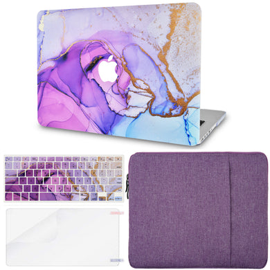 LuvCase MacBook Case - Color Collection - Purple Blue Swirl with Sleeve, Keyboard Cover and Screen Protector