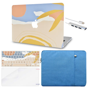 LuvCase Macbook Case - Color Collection - Geometric with Matching Keyboard Cover, Screen Protector ,Sleeve ,USB Hub