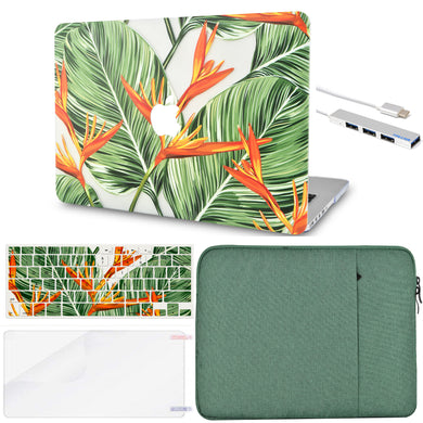LuvCase Macbook Case -Flower Collection - Paradise Flower with Keyboard Cover, Screen Protector ,Sleeve ,USB Hub
