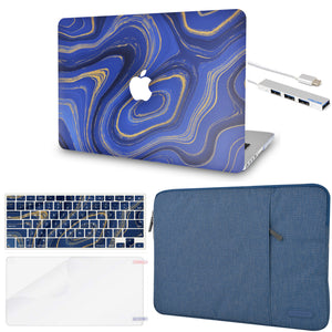 LuvCase Macbook Case - Color Collection - Midnight Swirl with Matching Keyboard Cover, Screen Protector ,Sleeve ,USB Hub