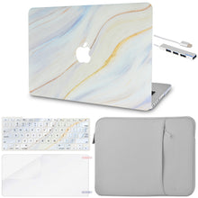 Load image into Gallery viewer, LuvCase MacBook Case  - Marble Collection - Pacific Marble with Sleeve, Keyboard Cover, Screen Protector and USB Hub
