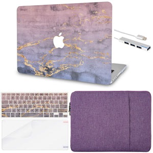 LuvCase MacBook Case  - Marble Collection - Metal Marble with Sleeve, Keyboard Cover, Screen Protector and USB Hub