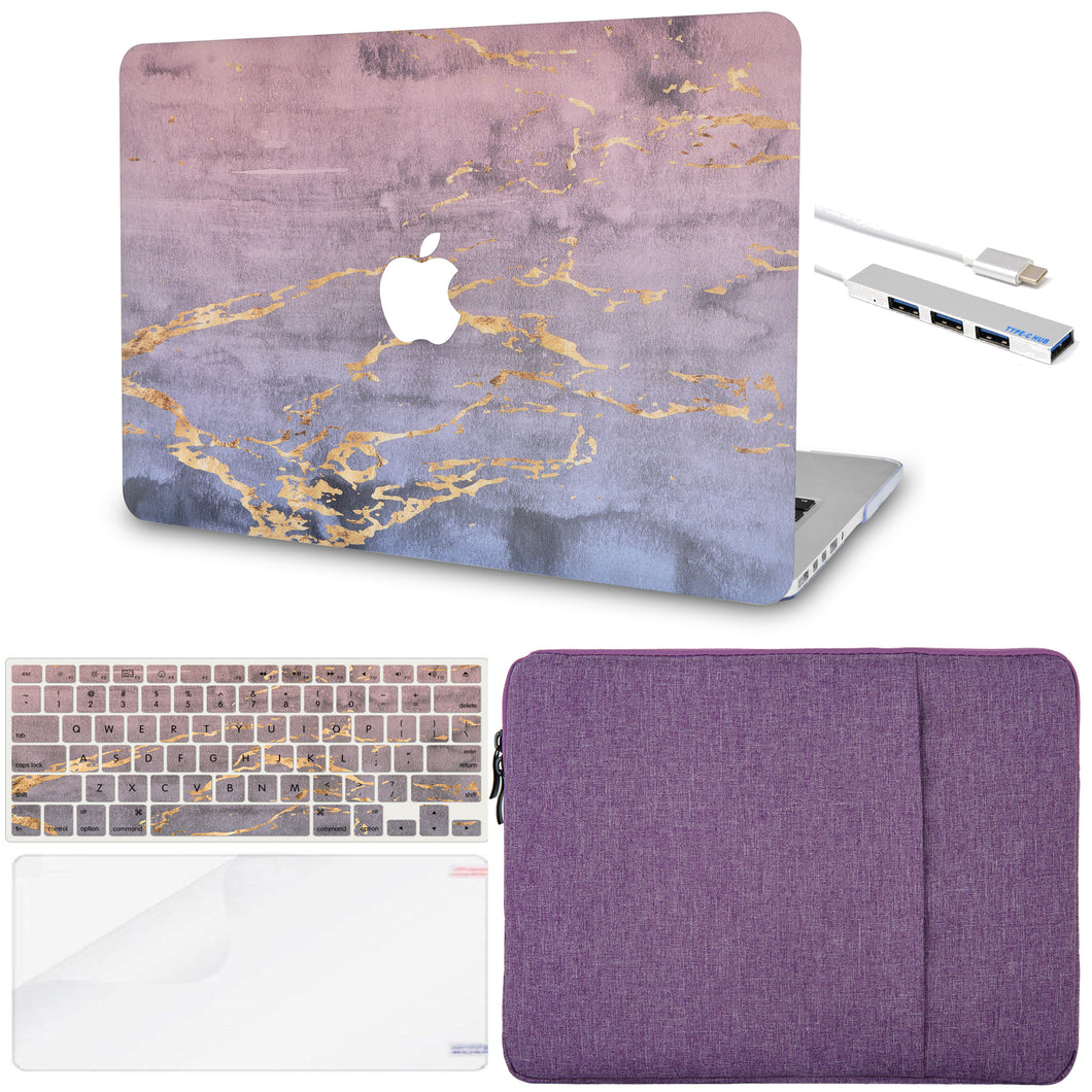 LuvCase MacBook Case  - Marble Collection - Metal Marble with Sleeve, Keyboard Cover, Screen Protector and USB Hub