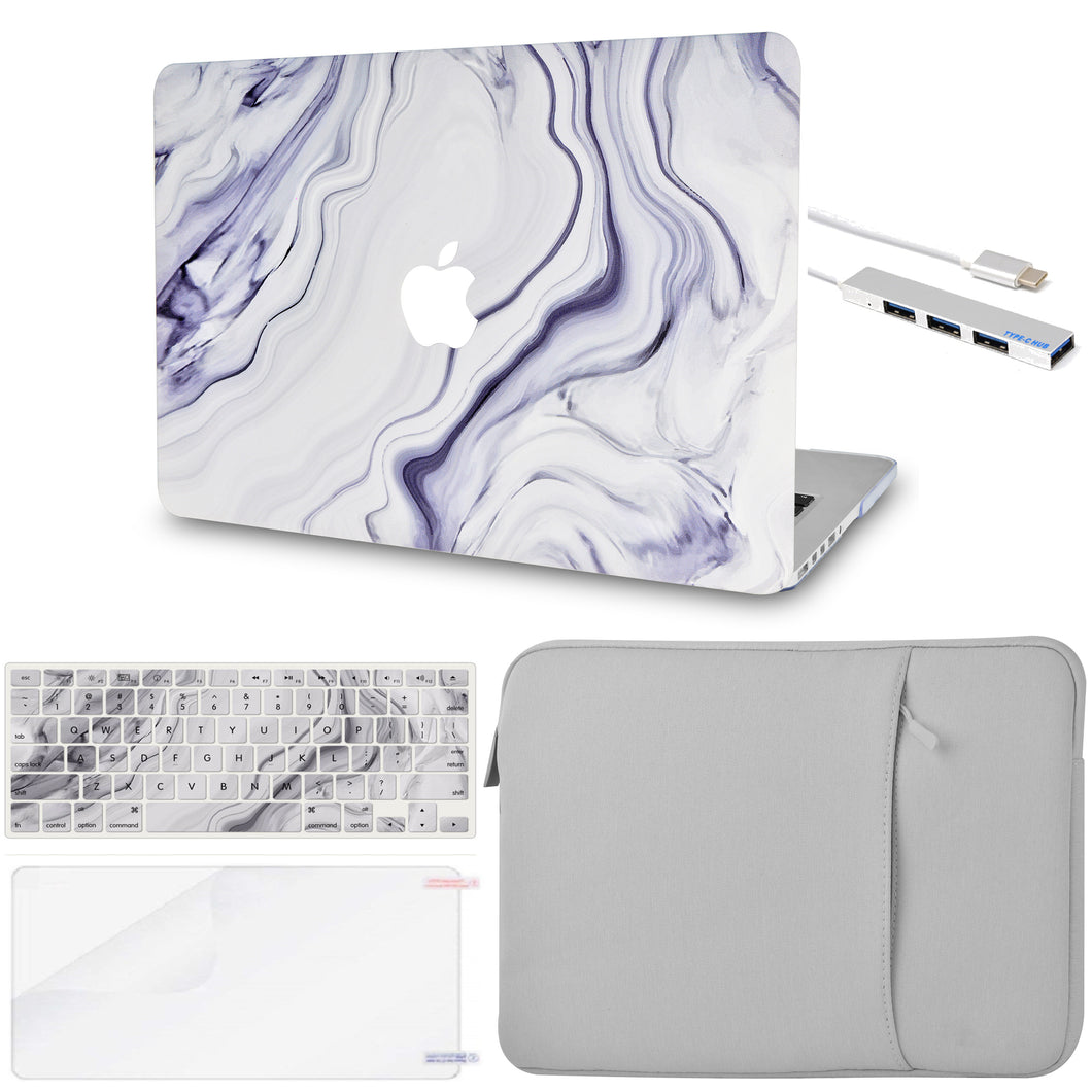 LuvCase MacBook Case  - Marble Collection - Stone Marble with Sleeve, Keyboard Cover, Screen Protector and USB Hub