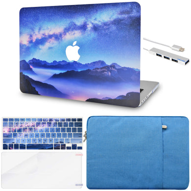 LuvCase Macbook Case - Color Collection -Starry Mountain with Matching Keyboard Cover, Screen Protector ,Sleeve ,USB Hub