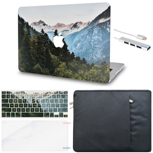 LuvCase Macbook Case - Color Collection - Forest Mountain with Matching Keyboard Cover, Screen Protector ,Sleeve ,USB Hub