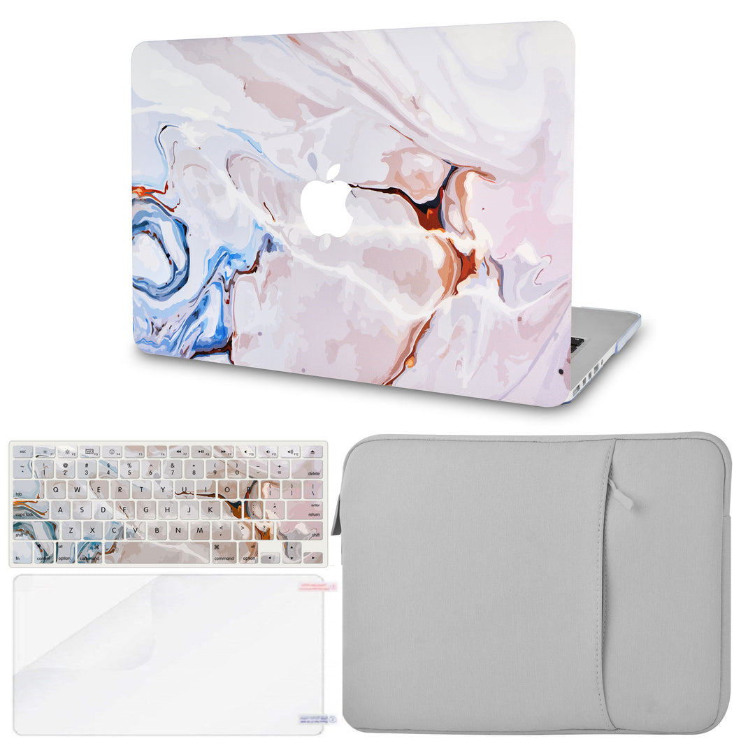LuvCase Macbook Case - Color Collection -Ivory Swirl with Matching Keyboard Cover ,Screen Protector ,Sleeve