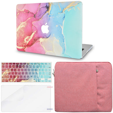 LuvCase MacBook Case - Color Collection - Red Blue Swirl with Sleeve, Keyboard Cover and Screen Protector