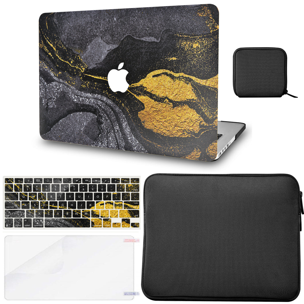 LuvCase Macbook Case - Color Collection - Ink Swirl with Matching Keyboard Cover ,Screen Protector ,Slim Sleeve ,Pouch