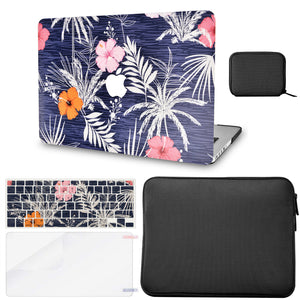 LuvCase Macbook Case - Flower Collection - Dark Flowers with Keyboard Cover ,Screen Protector ,Slim Sleeve ,Pouch