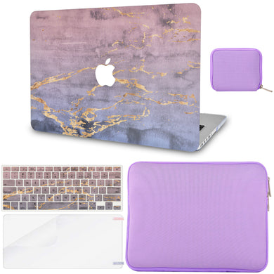 LuvCase MacBook Case - Marble Collection - Metal Marble with Slim Sleeve, Keyboard Cover, Screen Protector and Pouch