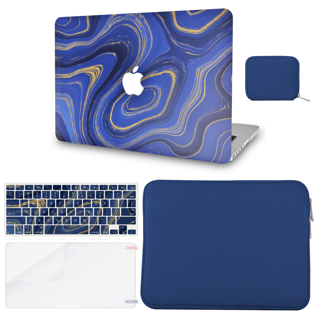 LuvCase Macbook Case - Color Collection - Midnight Swirl with Matching Keyboard Cover ,Screen Protector ,Slim Sleeve ,Pouch