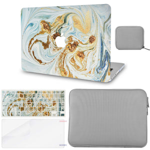 LuvCase MacBook Case - Marble Collection - Glitter Marble with Slim Sleeve, Keyboard Cover, Screen Protector and Pouch