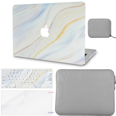 LuvCase MacBook Case - Marble Collection - Pacific Marble with Slim Sleeve, Keyboard Cover, Screen Protector and Pouch